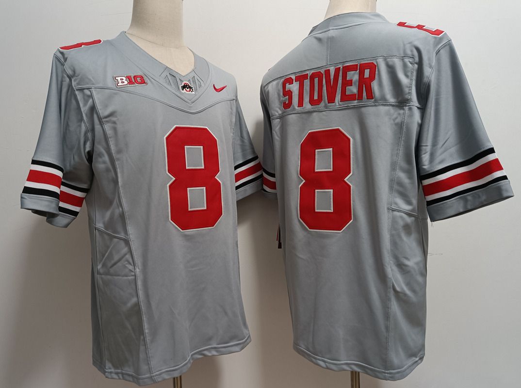 Men Ohio State Buckeyes #8 Stover Grey Nike 2025 NCAA Jersey->ncaa teams->NCAA Jersey